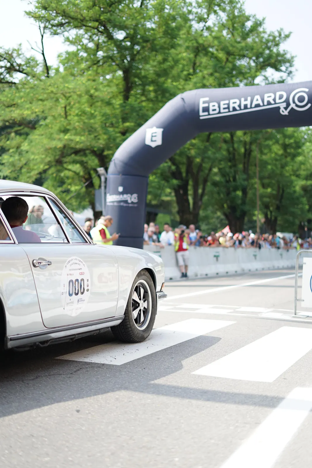 Historic Ferrari racing car at Vernasca Silver Flag 2026 parade along the Val d'Arda road
