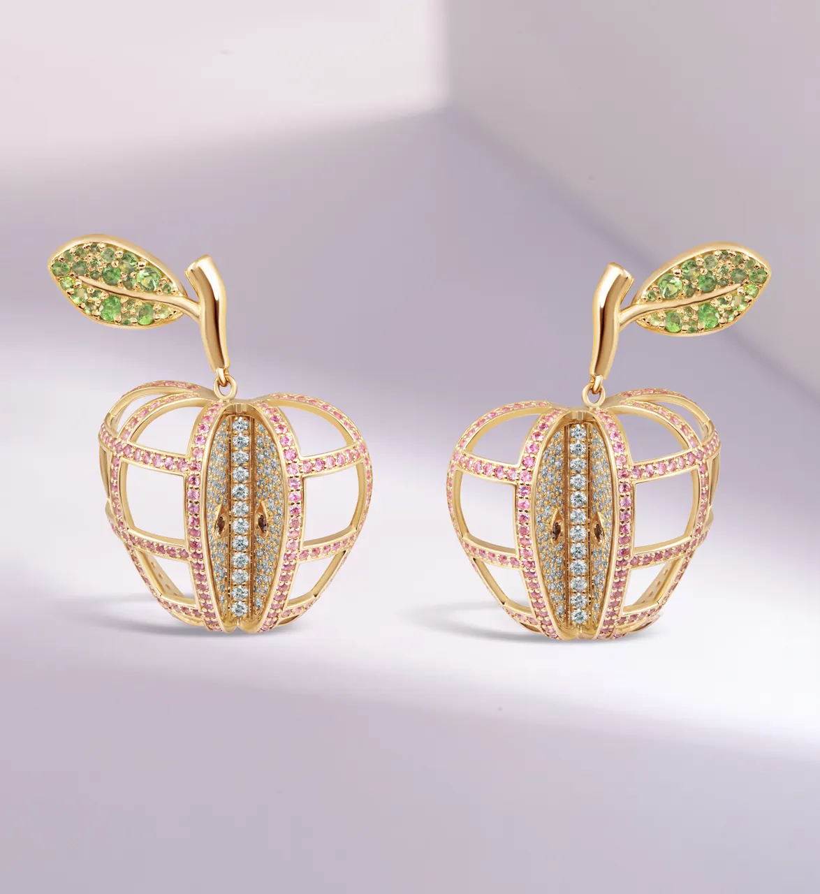 Fullord True Appeal close-up of hand-set pink sapphire outer frame and black diamond core
