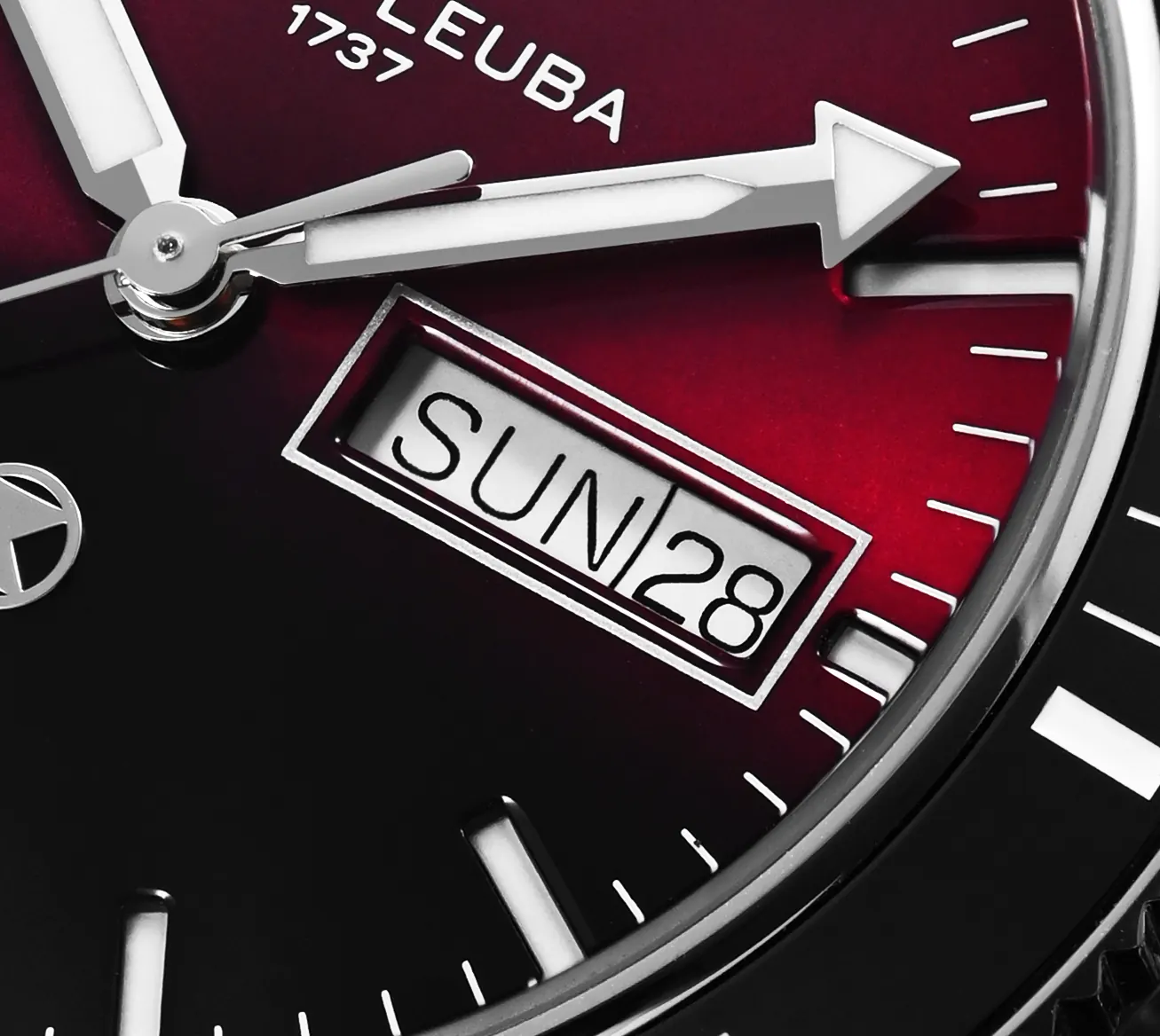 Favre Leuba Deep Raider Day Date green gradient dial close-up
