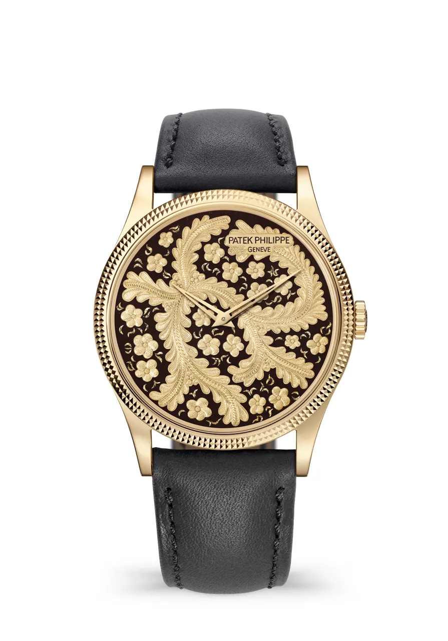 Patek Philippe 5177J-001 Calatrava case back revealing caliber 240 ultra-thin self-winding movement through sapphire crystal