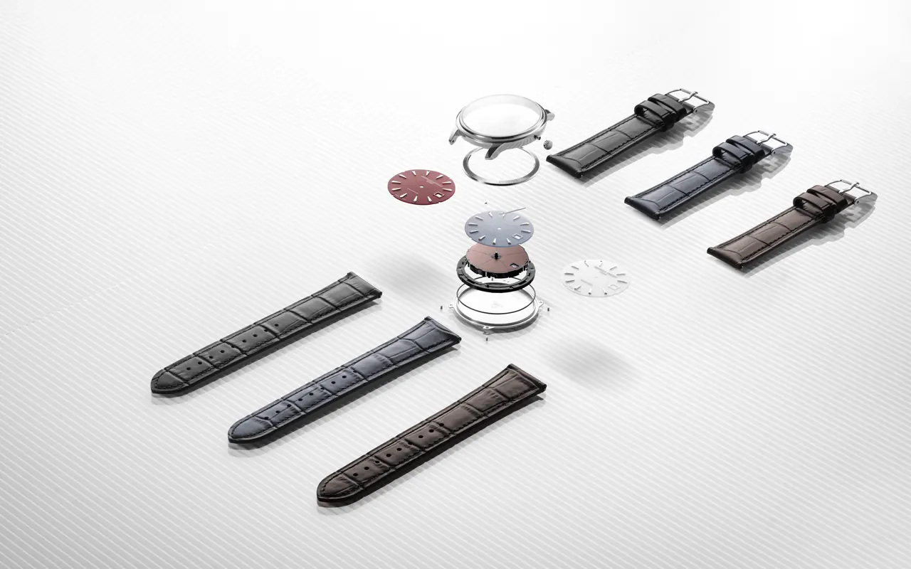 Frederique Constant Classics Moneta Solarmetre burgundy dial showing fluted flange detail