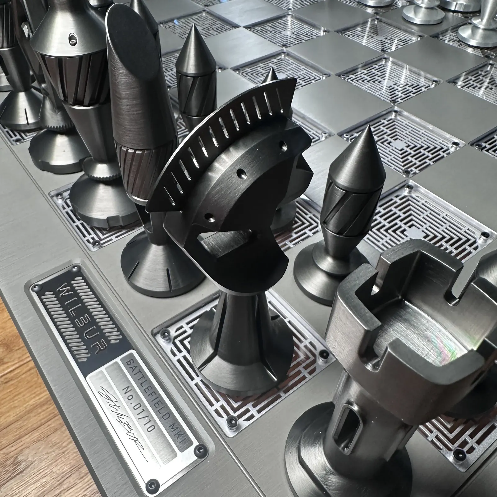 Battlefield Mk1 sculptural chess pieces by Jason Wilbur close-up detail
