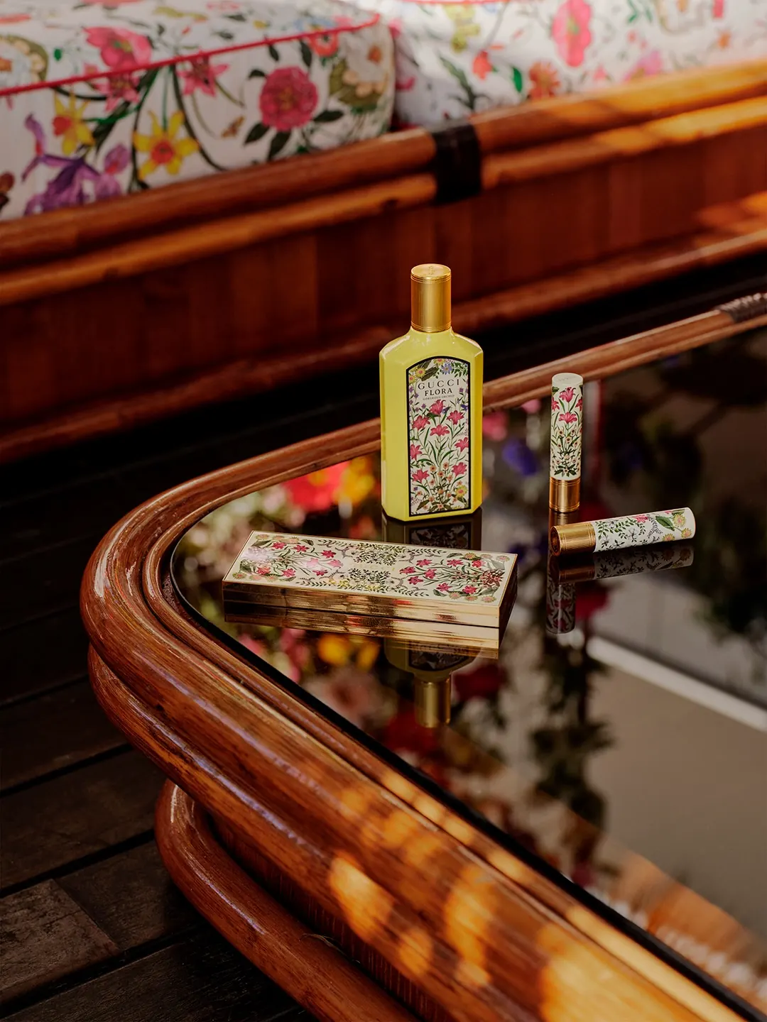 Gucci Flora limited-edition makeup collection displayed at La Rose des Vents Monte Carlo