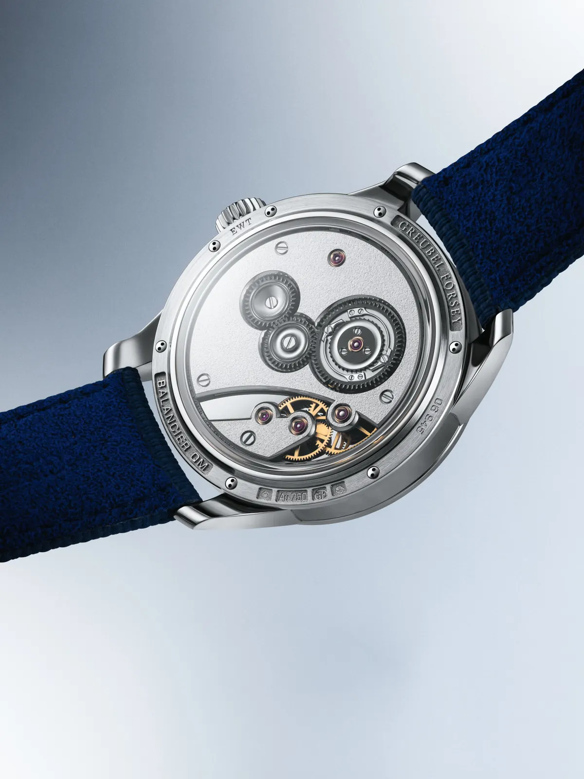 Greubel Forsey Balancier QM escapement detail with bi-level escape wheel and convex pallet-jewels
