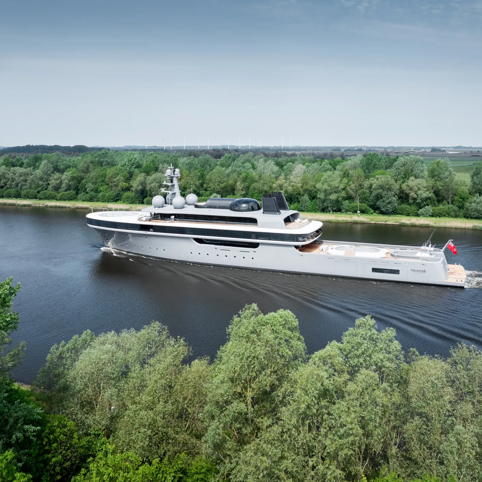 Nausicaä aft deck with swimming pool Jacuzzi and 18-metre open deck spanning full beam