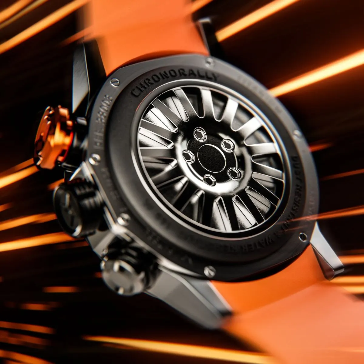 Edox Chronorally Chronograph 45 full watch on rubber strap — three-quarter view