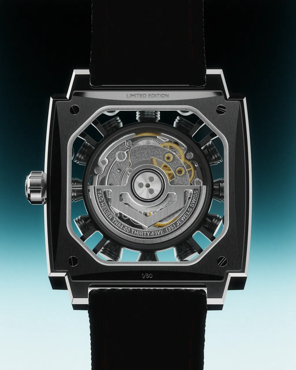 TAG Heuer Monaco Speed 12 side profile showing DLC-coated arches and sapphire bezel