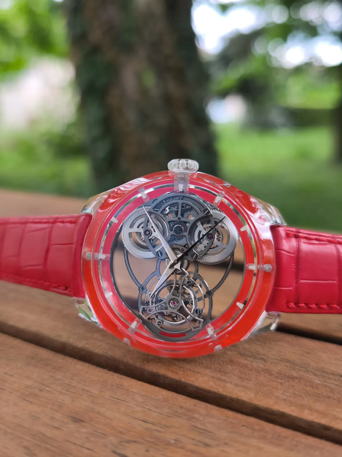 ArtyA Purity Tourbillon Sport Edition side profile showing screwed sapphire caseback and crown