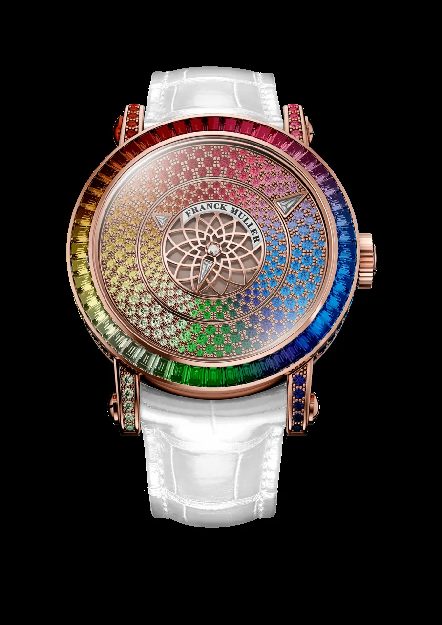 Franck Muller Round Rainbow Triple Mystery MVD 2800-TMY movement with skeletonised central plate