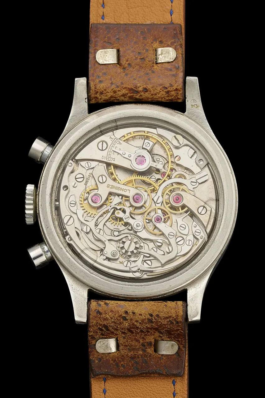Longines Flyback Chronograph 1941 serial 6152189 rhodium-plated 13ZN movement with matte silver dial