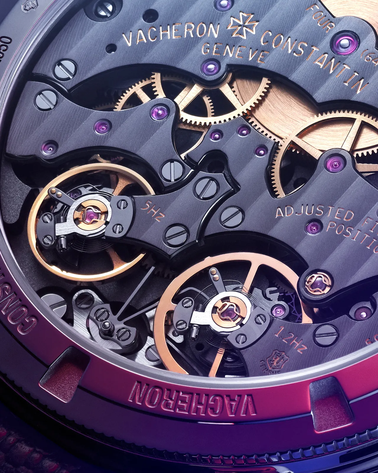 Vacheron Constantin Twin Beat Perpetual Calendar case back with Geneva Seal finishing and Côtes de Genève bridges
