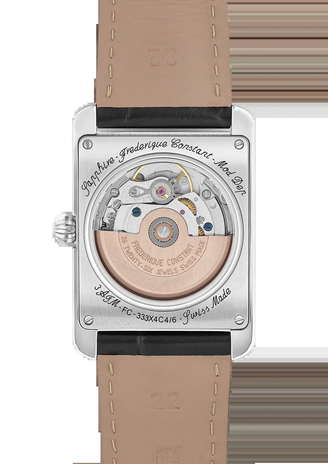 Frédérique Constant Classics Carrée Moonphase Automatic silvered guilloche dial, 42.30x30mm steel case