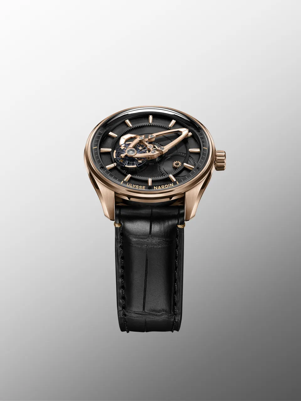 Ulysse Nardin Freak X rose gold case with black alligator strap