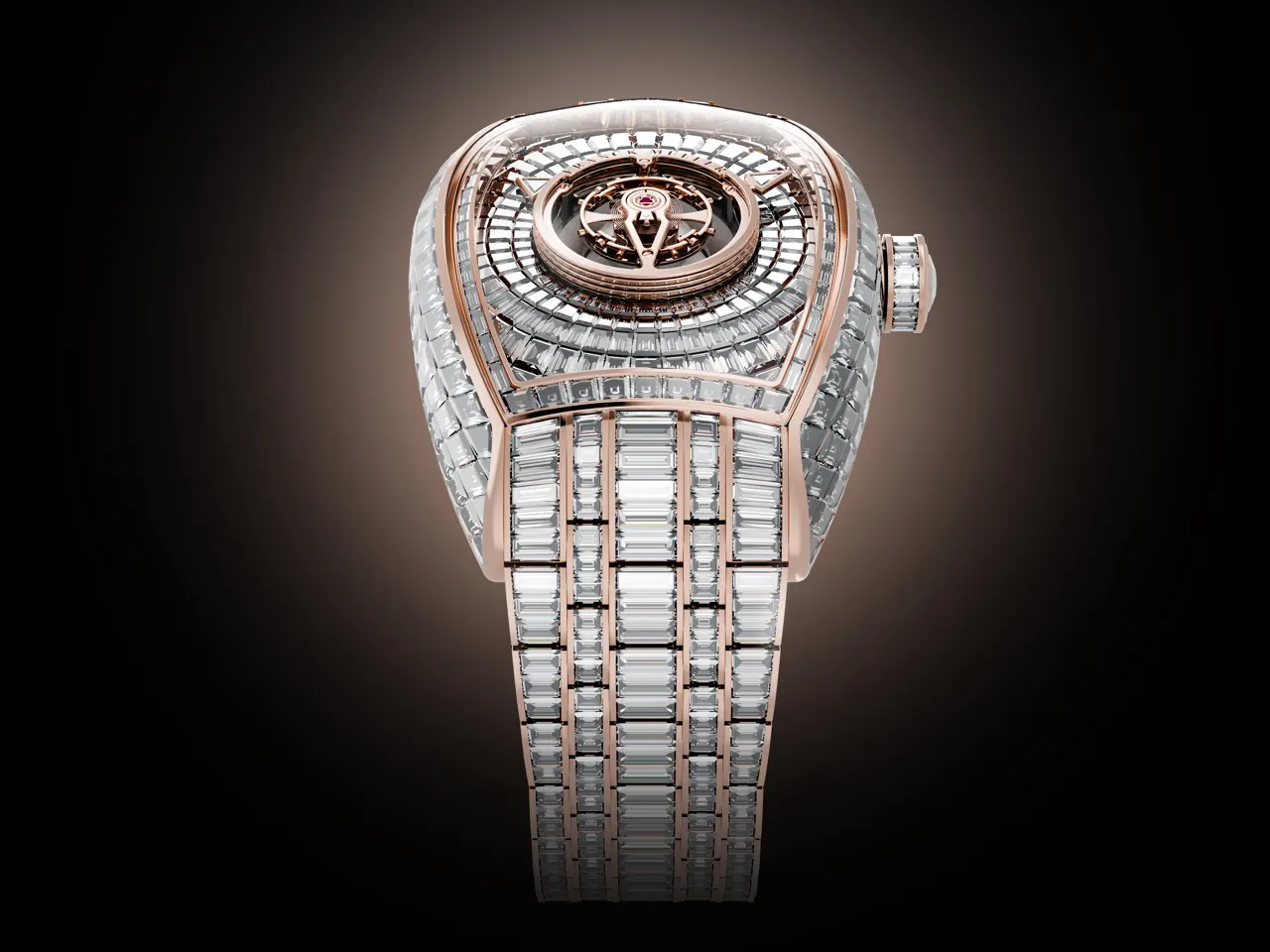 Franck Muller Curvex CX Grand Central Tourbillon open caseback revealing Côte de Genève finishing