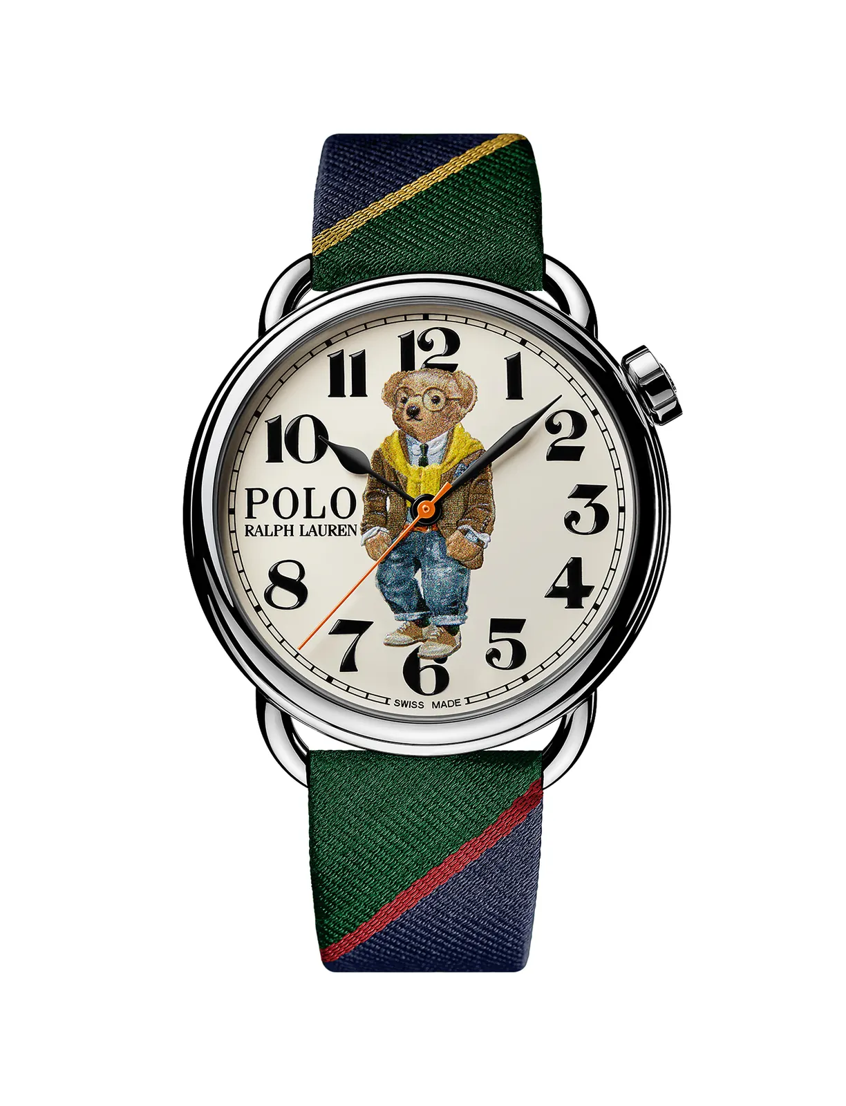 Ralph Lauren Preppy Bear watch stainless steel case back and strap options