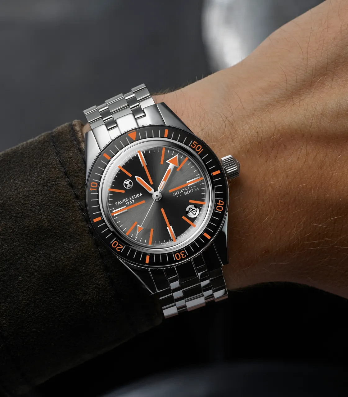 Favre Leuba Deep Raider Revival Orange with orange fabric strap alternative