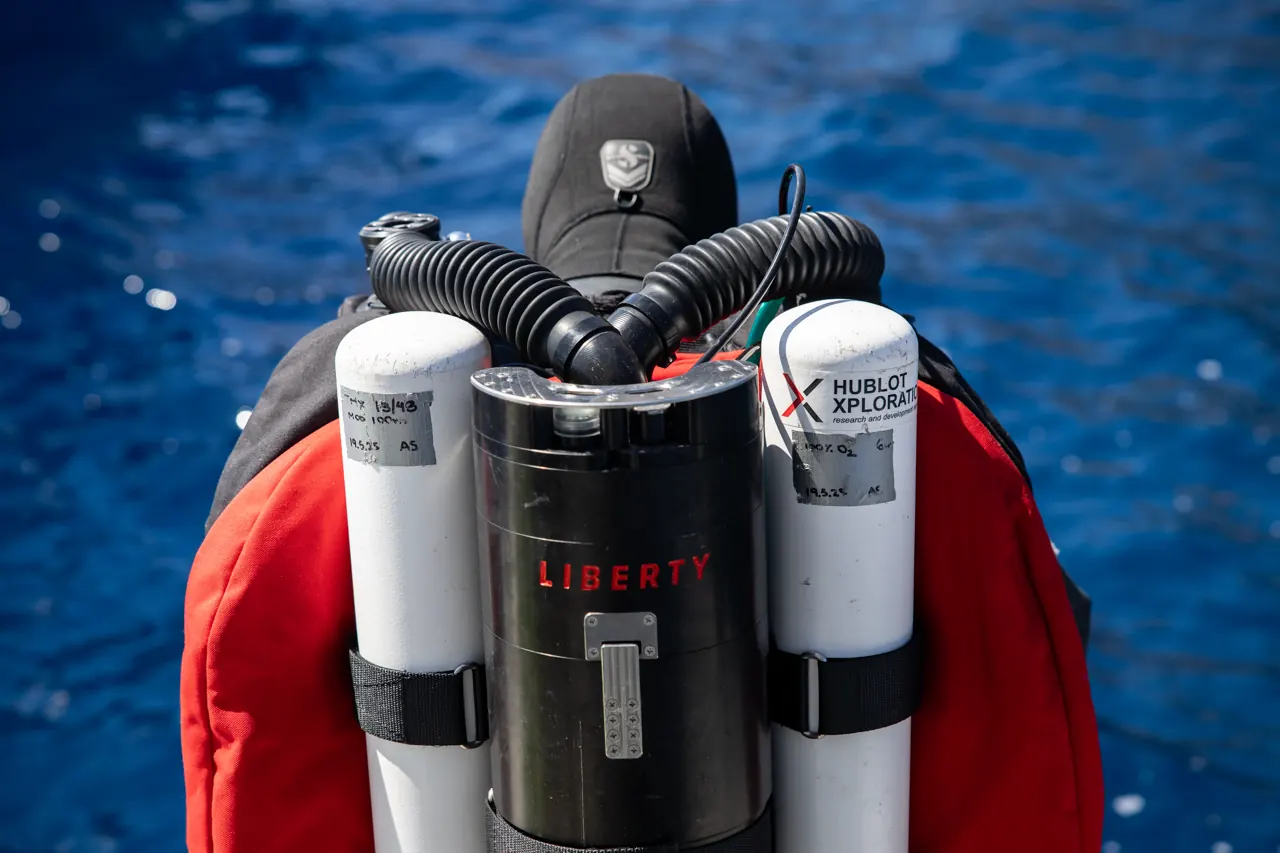 Hublot Xplorations team on location at the Antikythera shipwreck site in Greece