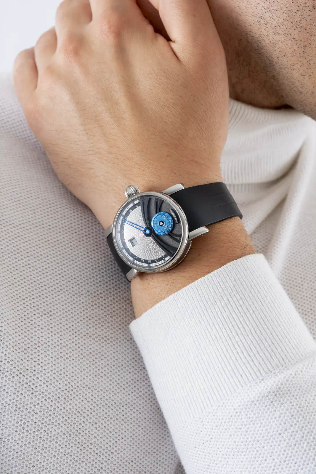 Chronoswiss Delphis Glacier calibre C.6004 movement with tungsten skeletonised rotor