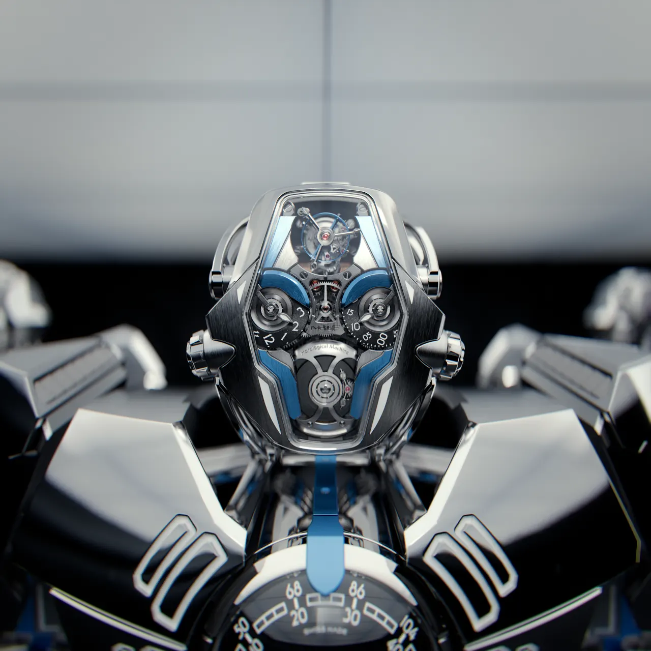 MB&F HM12 The Guardian green edition mounted on Guardian robot body