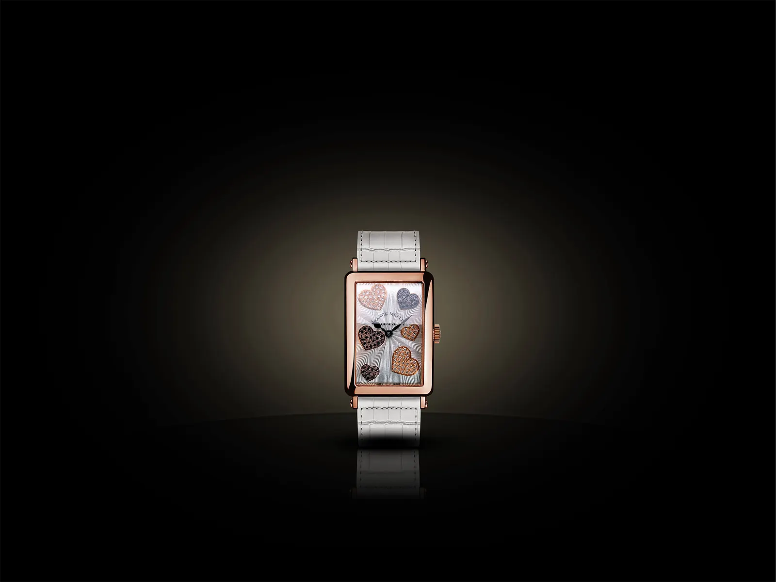 Franck Muller Long Island Amore Coeur on wrist showing elongated case silhouette