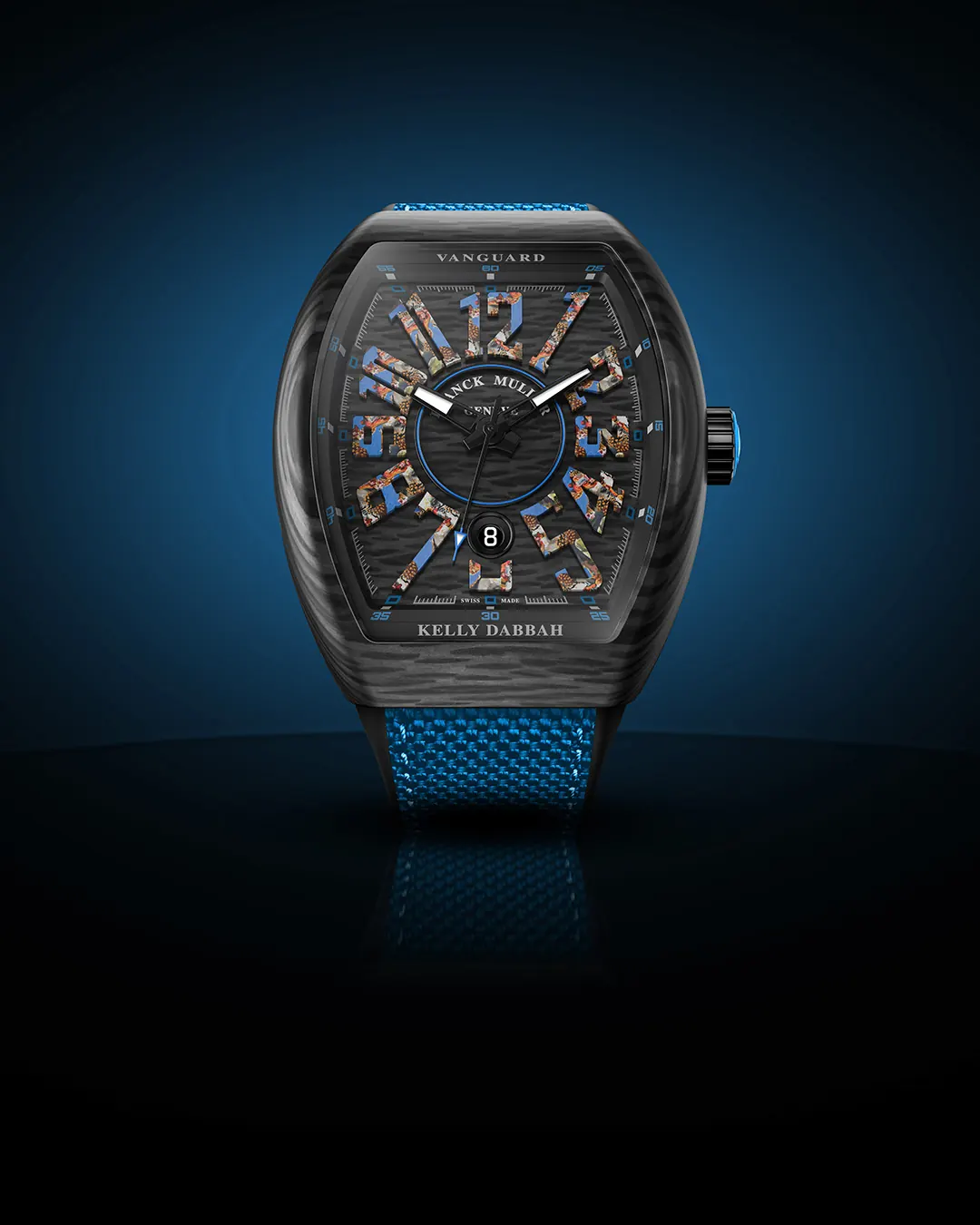 Franck Muller Vanguard Kelly Dabbah Electric Feel integrated strap and tonneau case profile