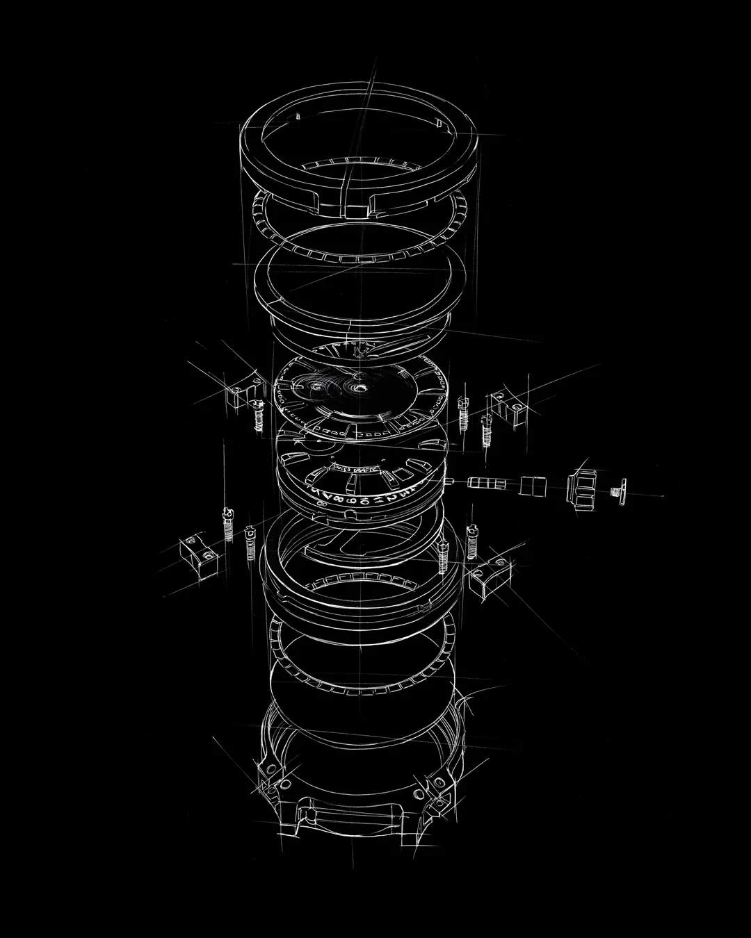 Mauron Musy MU05-103 Blueprint Titanium Skeleton wrist shot showing scale of the 44mm grade 5 titanium case