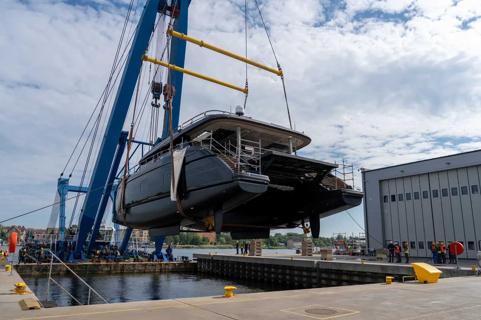 Sunreef 100 Eco at launch in Gdańsk shipyard 2026