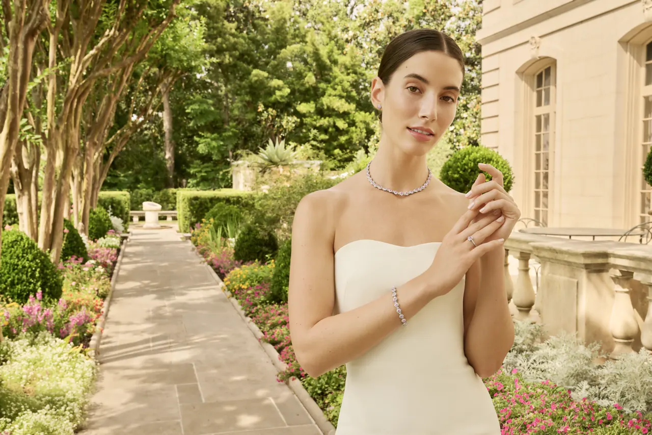 Harry Winston Sunflower Collection necklace with diamond halo centre stone