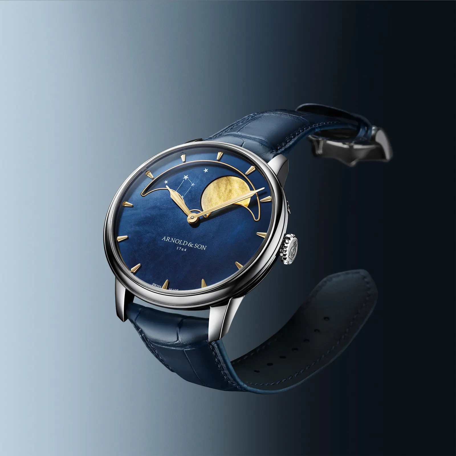 Arnold & Son Perpetual Moon 41.5 Steel Blue Moon PVD mother-of-pearl dial