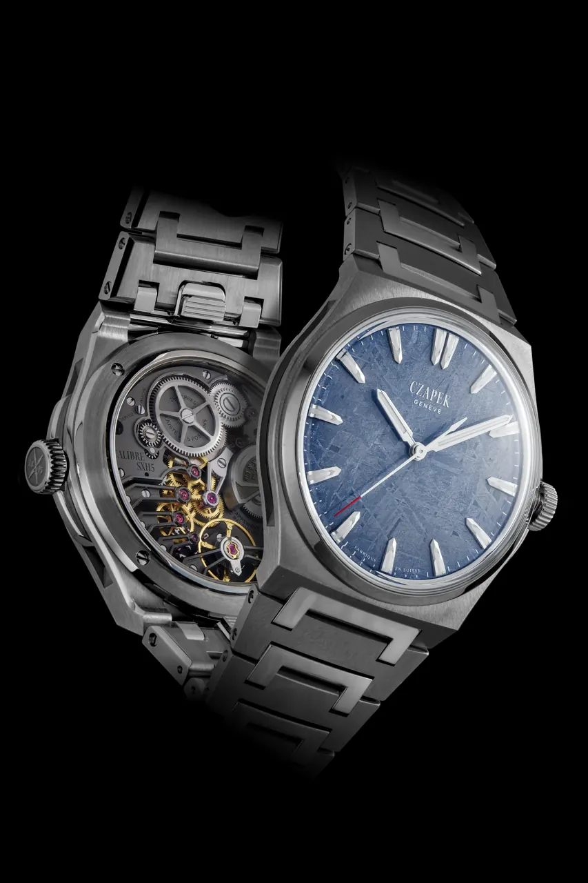 Czapek Antarctique Frozen Meteor 40.5mm denim blue Gibeon meteorite dial stainless steel bracelet