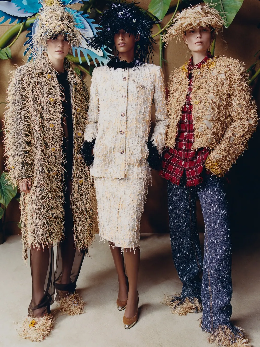 Chanel FW26 Haute Couture raffia scarecrow jacket look from Gaby and the Beanstalk collection