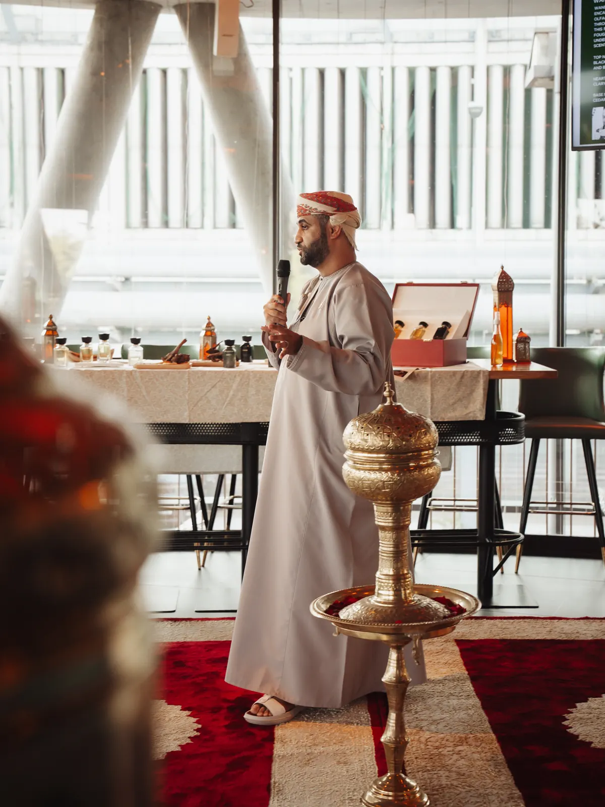 OMANLUXURY fragrance bottles displayed at the Germany immersive presentation event