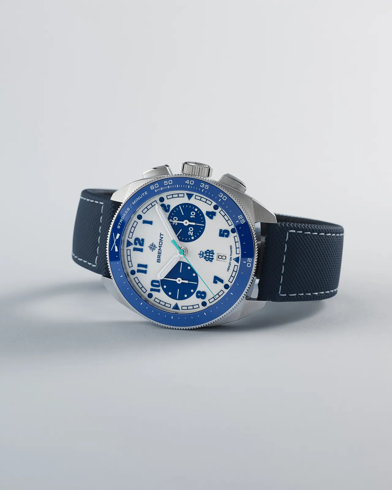 Bremont Terra Nova HRR Chronograph white dial with mint chronograph hand and blue ceramic bezel