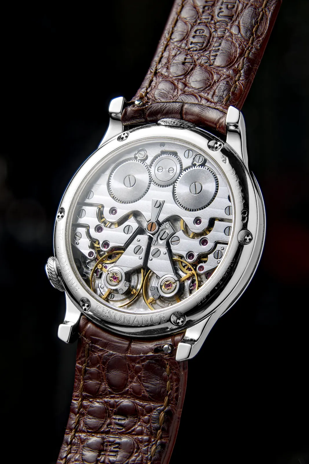 F.P. Journe Chronomètre à Résonance 022/99R platinum case with shiny pink gold dial, front view