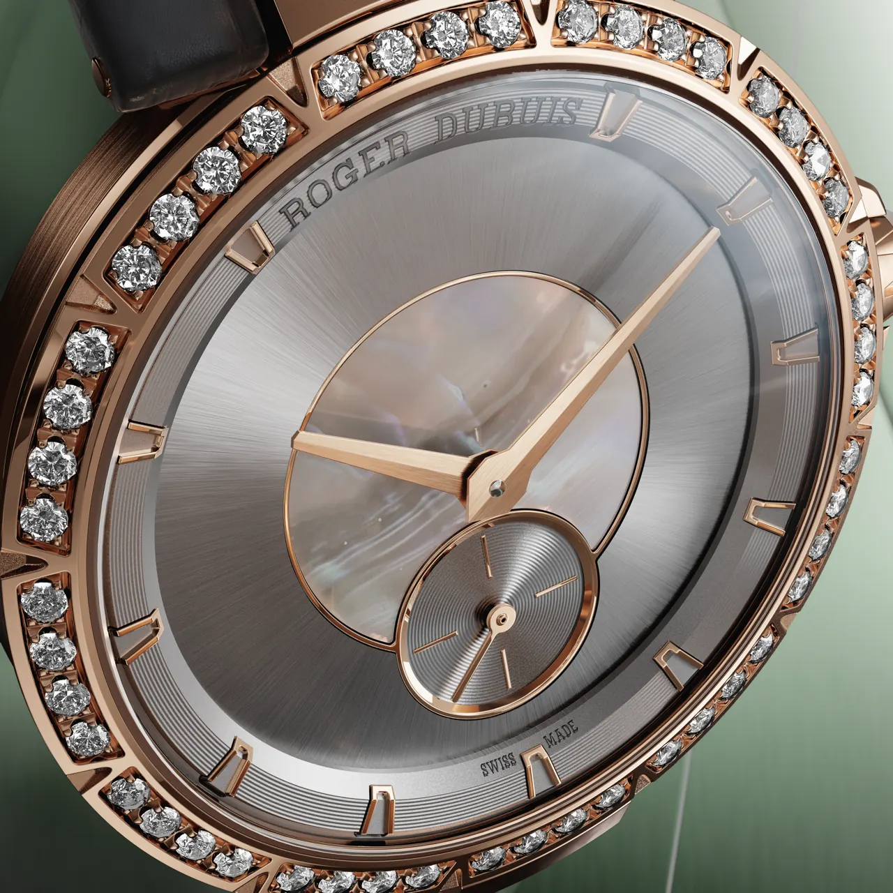 Roger Dubuis Excalibur Lady of the Lake 36mm rose gold case set with 48 diamonds and fluted bezel