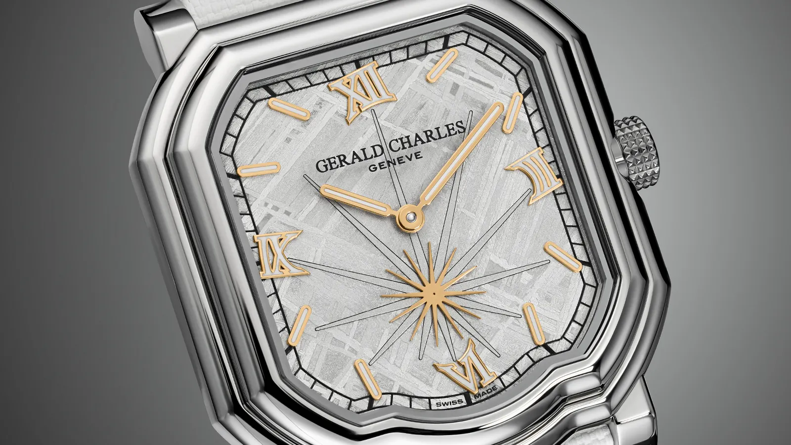 Gerald Charles Maestro 2.0 Meteorite Black Darkblast edition with red baseplate visible through radial apertures