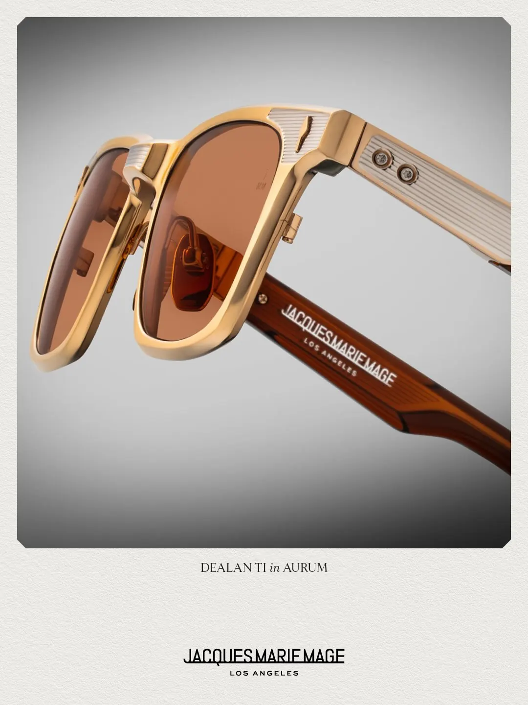 Close-up of DEALAN Ti 6mm beta titanium frame front with hairline engravings at the bridge