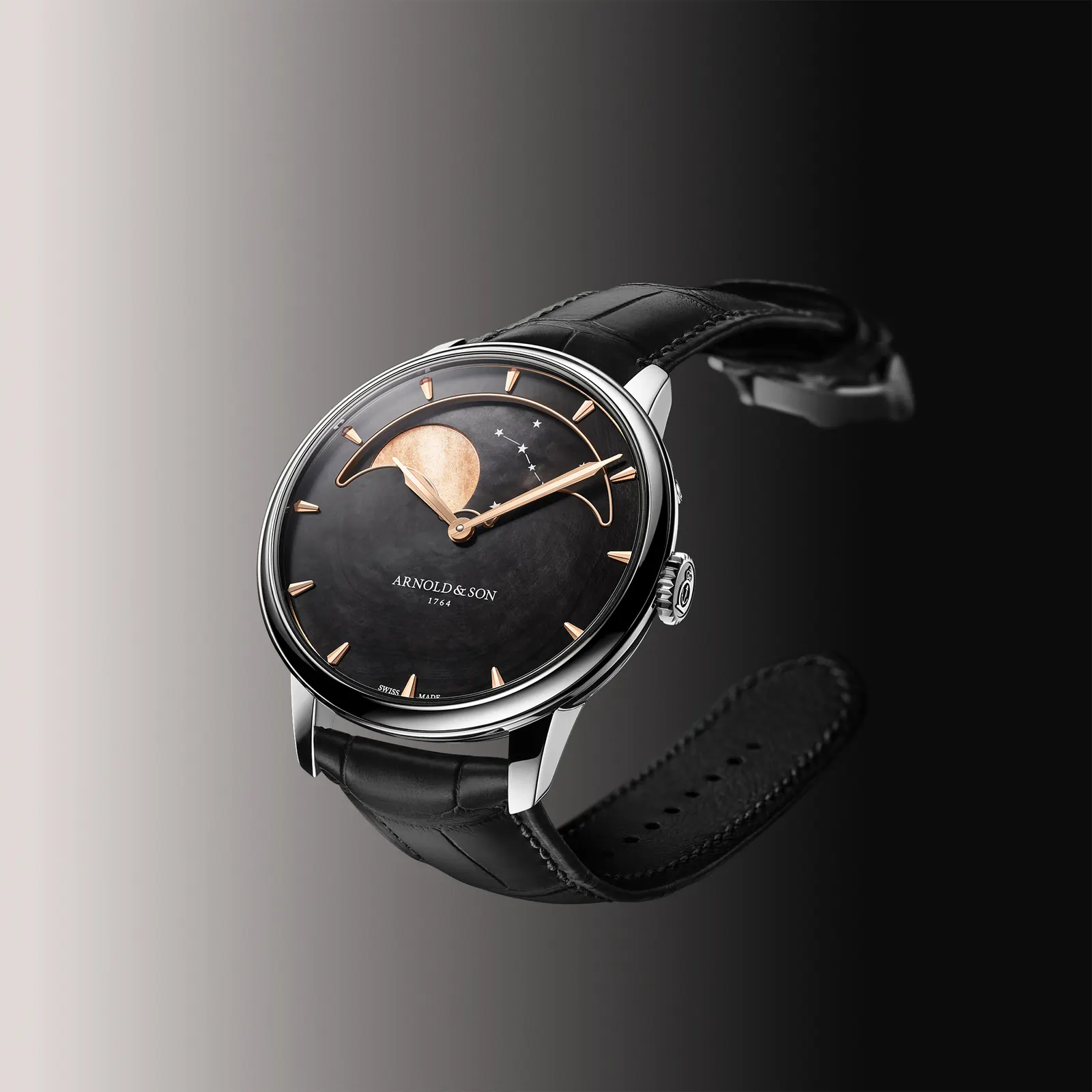 Arnold & Son Perpetual Moon 41.5 Steel Golden Moon dial close-up
