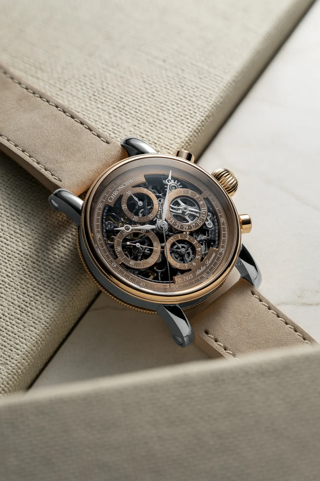 Chronoswiss Opus Dakar Sundown skeletonised dial with CVD brown coating and Breguet Losange hands