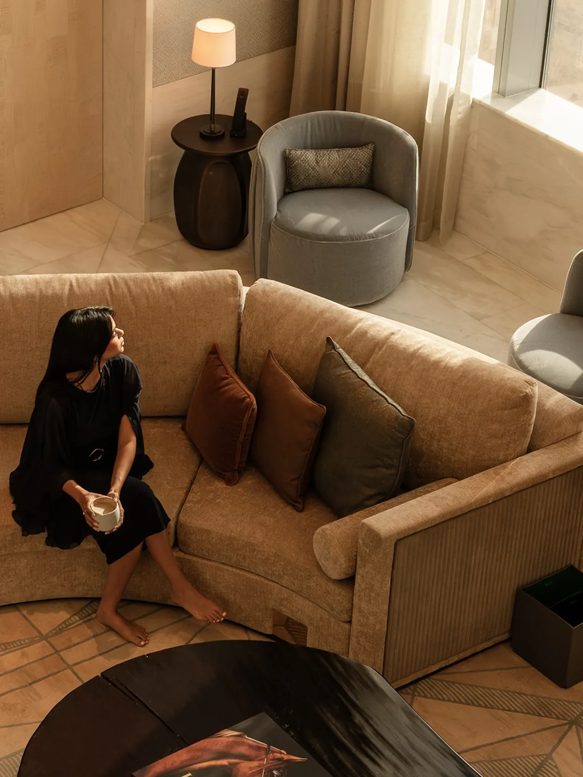 Kingdom Suite at Four Seasons Riyadh featuring floor-to-ceiling windows and marble finishes
