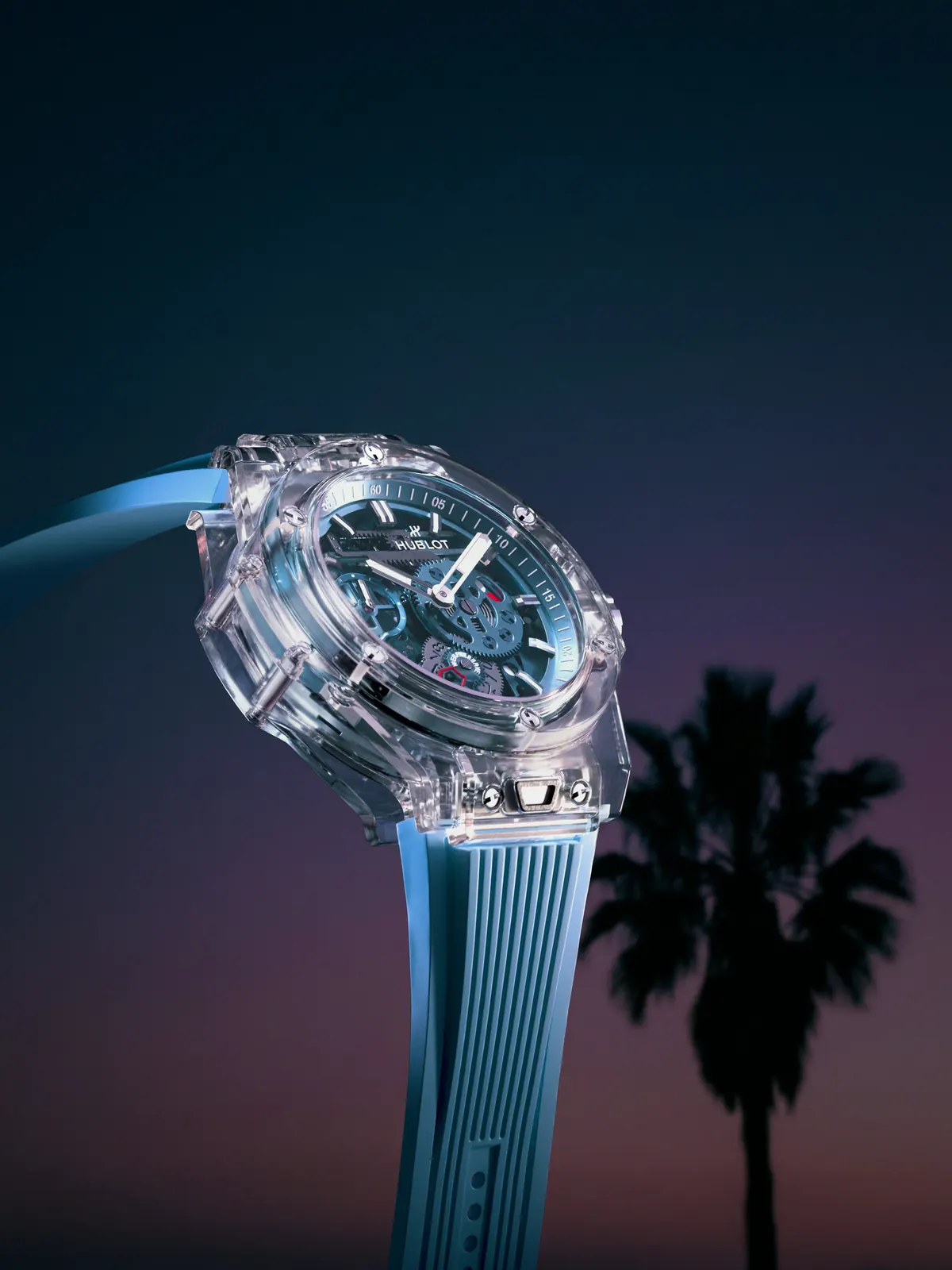 Hublot Big Bang Sapphire Sky Blue case-back revealing HUB1201 Meca-10 movement