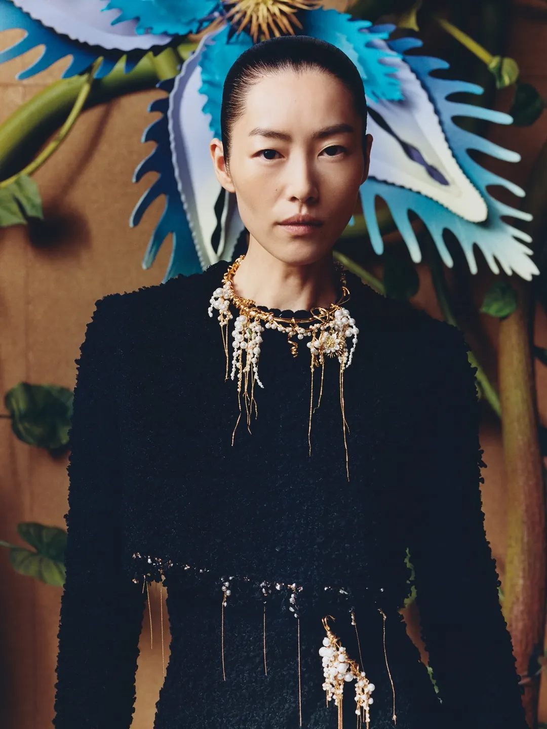 Vine embroidery on lilac linen dress from Chanel Fall Winter 2026 Haute Couture