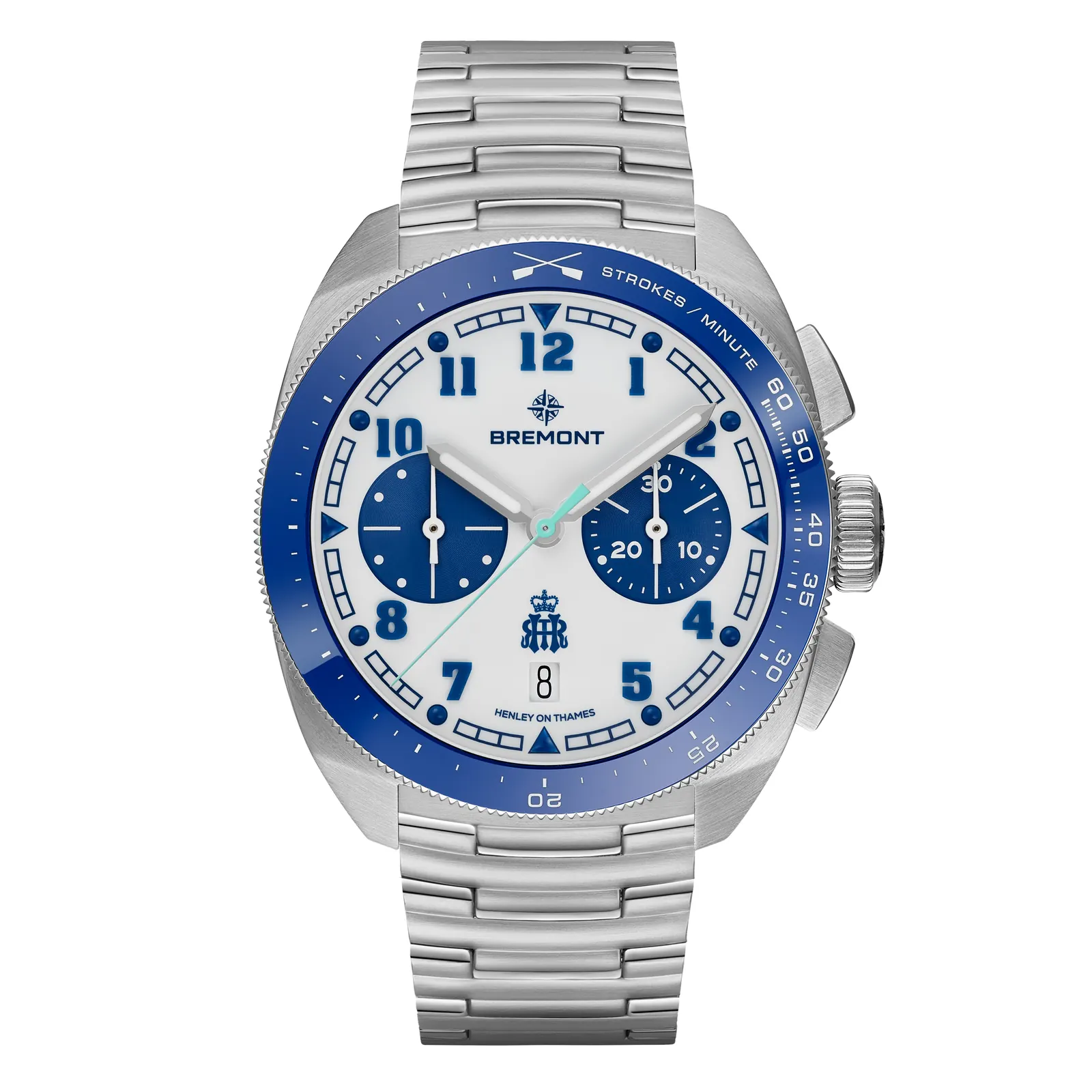Bremont Terra Nova HRR Chronograph royal blue sub-dials and stroke counter detail