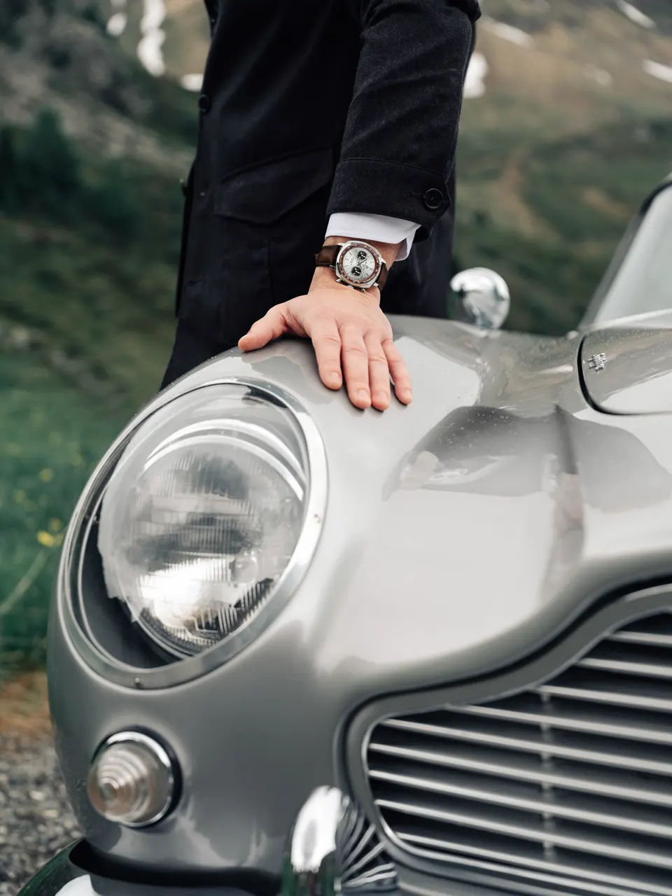 Breitling Top Time B01 DB5 steel and platinum black lacquered dial detail