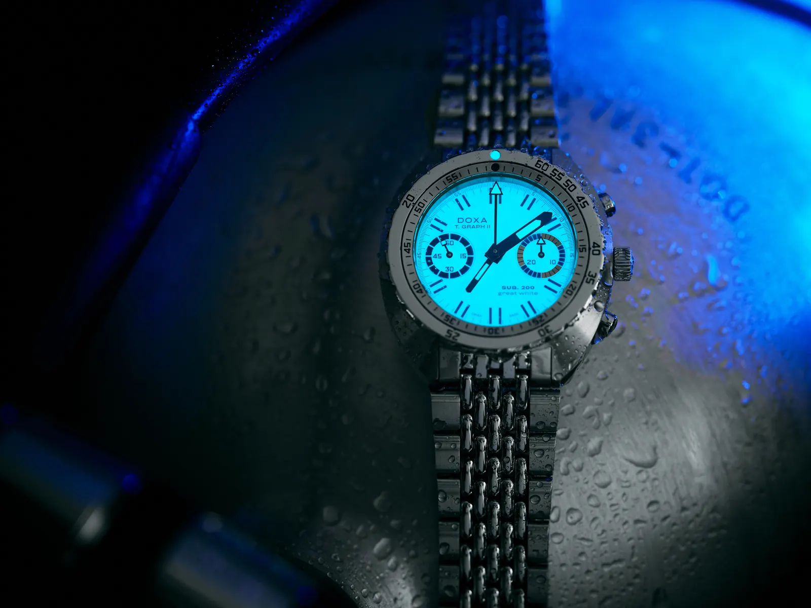 DOXA SUB T.Graph II Great White Topper Edition caseback with Great White Shark engraving