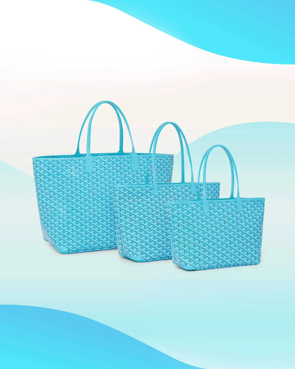 Goyard Méditerranée tote in all-turquoise Goyardine with natural cotton lining revealed, Into the Blue summer capsule