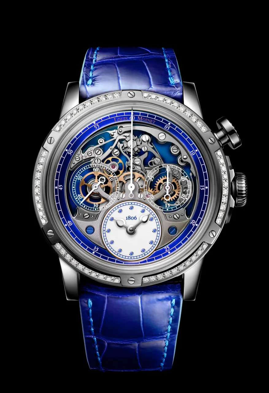 Louis Moinet Memoris Diamonds grade 5 titanium case with Louisiana alligator strap