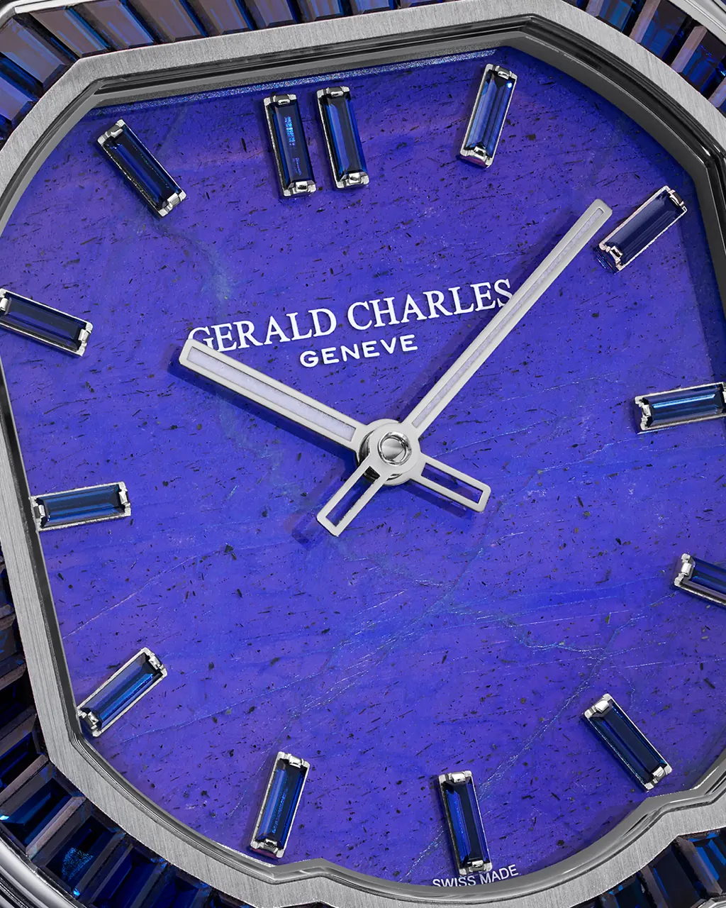 Gerald Charles Masterlink Gem Set Stone Dial iron eye black dial with banded mineral surface