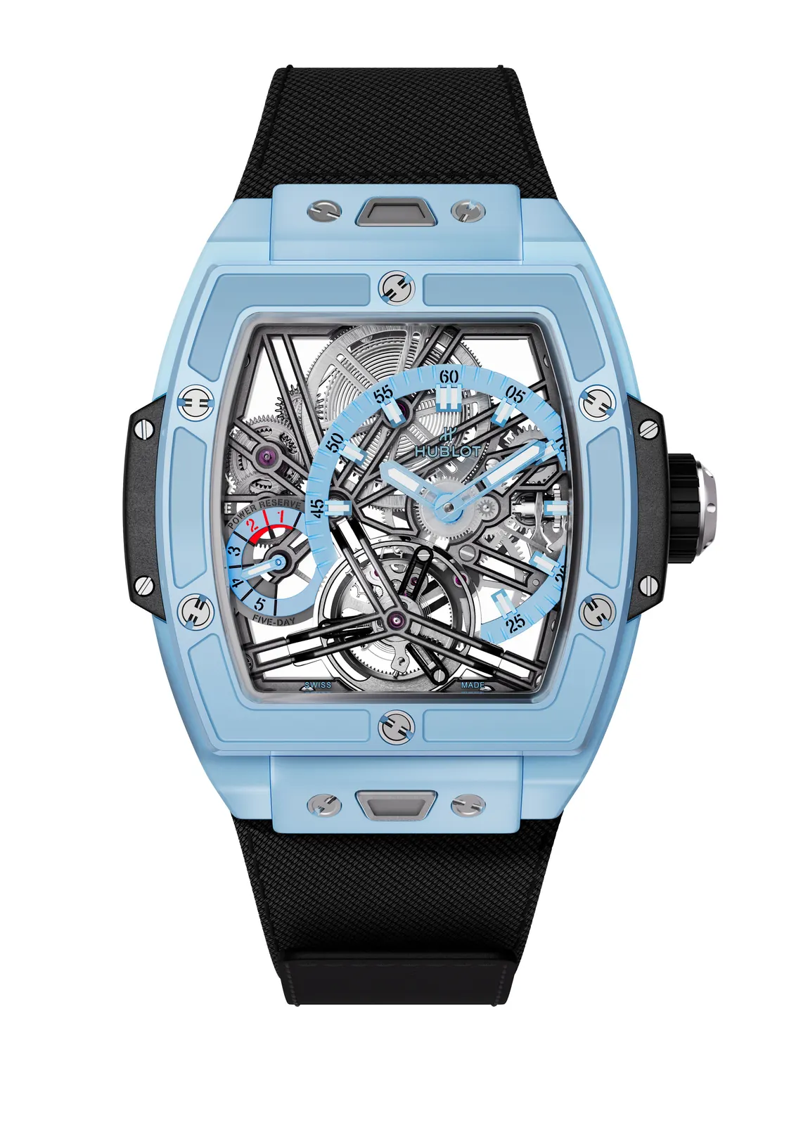 Luis Figo wearing Hublot Spirit of Big Bang Tourbillon 5-Day Power Reserve Sky Blue Ceramic
