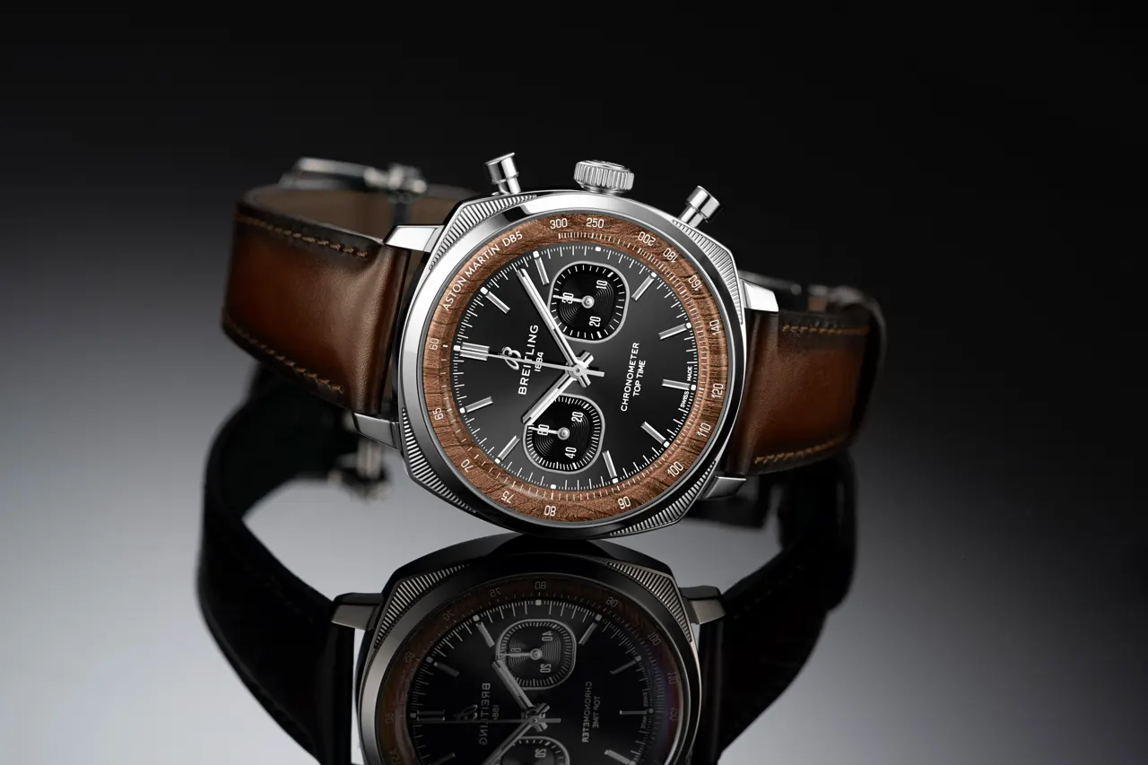Breitling Top Time B01 DB5 18k red gold onyx dial close-up